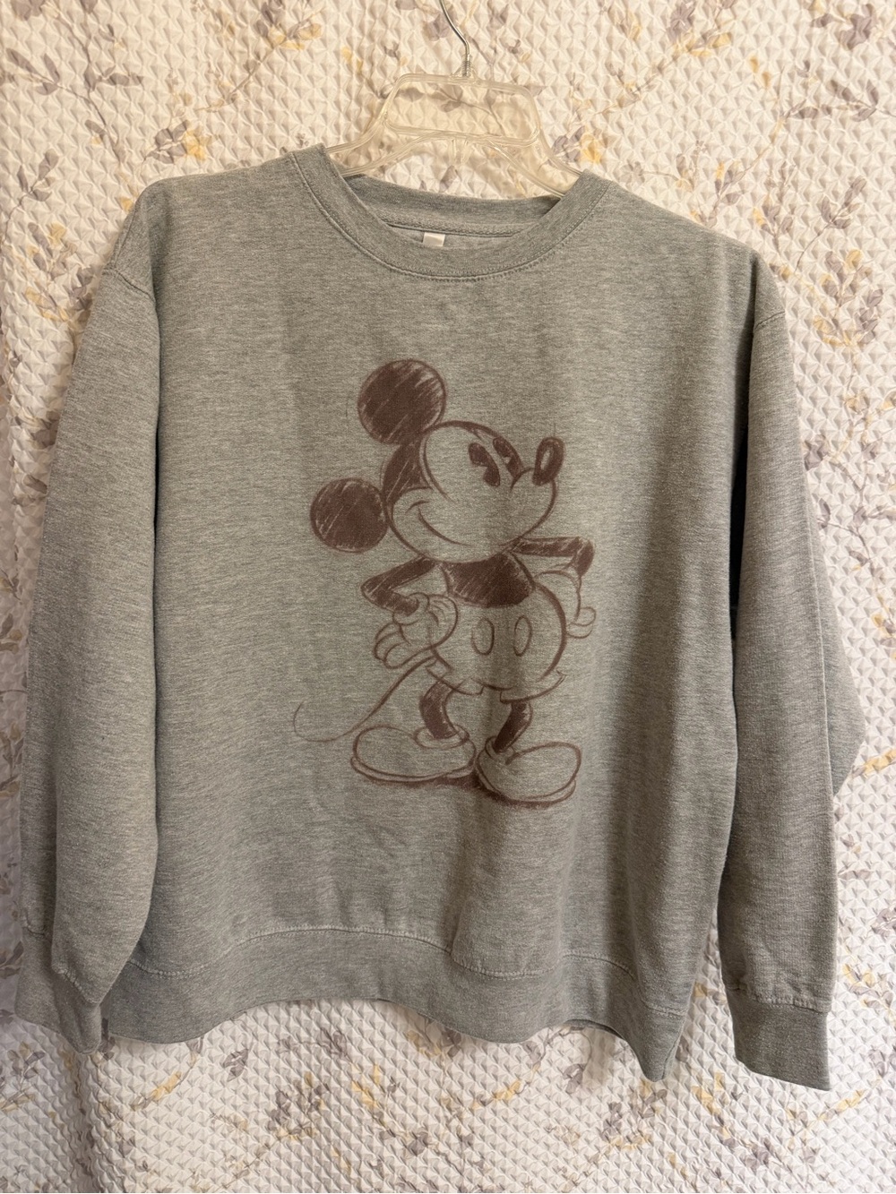Gray Mickey Graphic Crewneck Sweatshirt